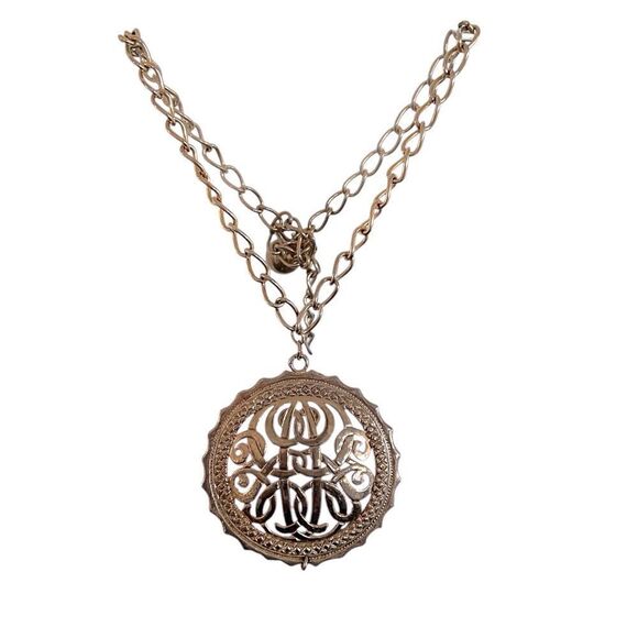 Gold Vintage Monet Crown Large Pendant Necklace - Picture 1 of 2